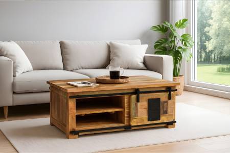 Couchtisch Mangoholz massiv bunt Sofatisch 110 x 45 x 70 cm LIBRO