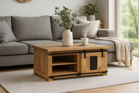 Couchtisch Akazienholz massiv natur Sofatisch 110 x 45 x 70 cm LIBRO