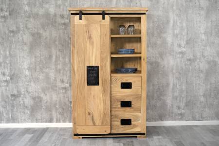 Highboard Akazienholz massiv natur Hochschrank 90 x 150 x 45 cm LIBRO