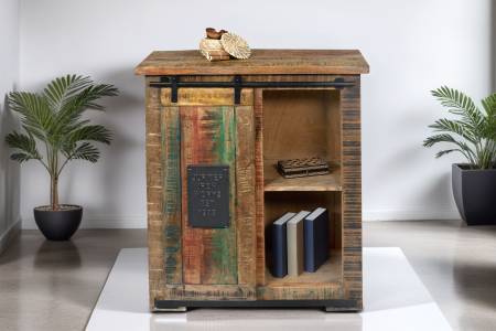 Sideboard Mangoholz massiv bunt Kommode 75 x 90 x 36 cm LIBRO