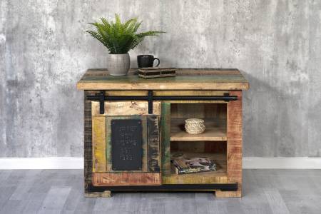 Lowboard Mangoholz massiv bunt TV-Board 75 x 47 x 50 cm LIBRO