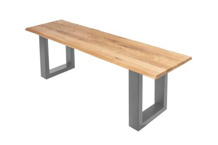 Sitzbank Baumkante 160 cm Eichenholz massiv geölt silber ENRICO