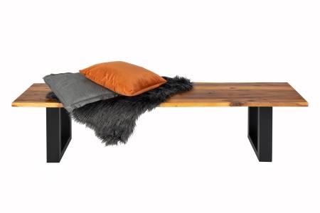 Baumkanten Sitzbank 200 x 40 cm Akazie/cognac schwarz ESRA