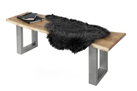 Sitzbank Baumkante 160 cm natur massiv Akazie silber ANNI