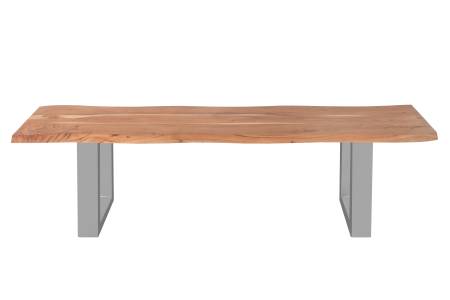 Sitzbank Baumkante 180 cm natur massiv Akazie silber ANNI