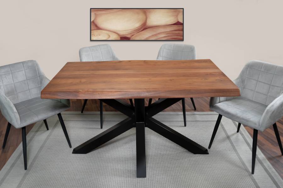 SAM_NEU-Esszimmer-Baumkante-Tische-Cali_aufgedoppelt-Spider_Gestell-BKT-nuss-schwarz-140-BKT_Cali_05-2