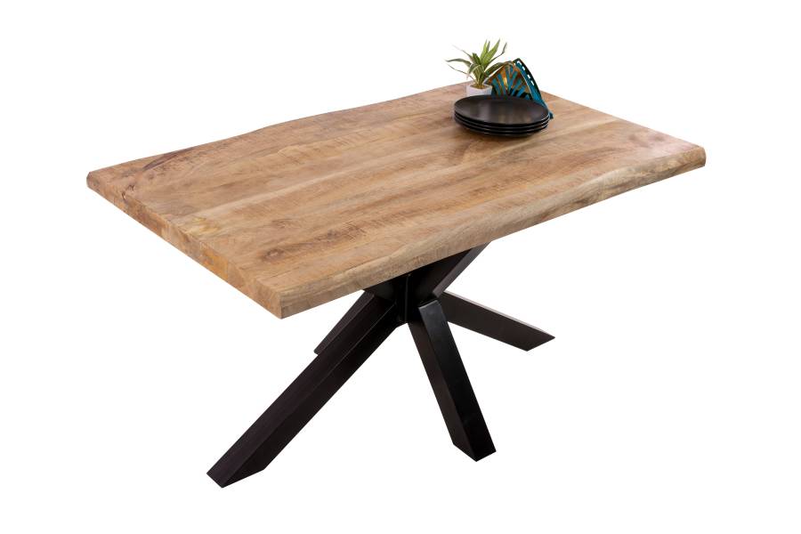 SAM_NEU-Esszimmer-Baumkante-Tische-Cali_aufgedoppelt-Spider_Gestell-mango-schwarz-120-BKT_Cali_mango_rough_02-3