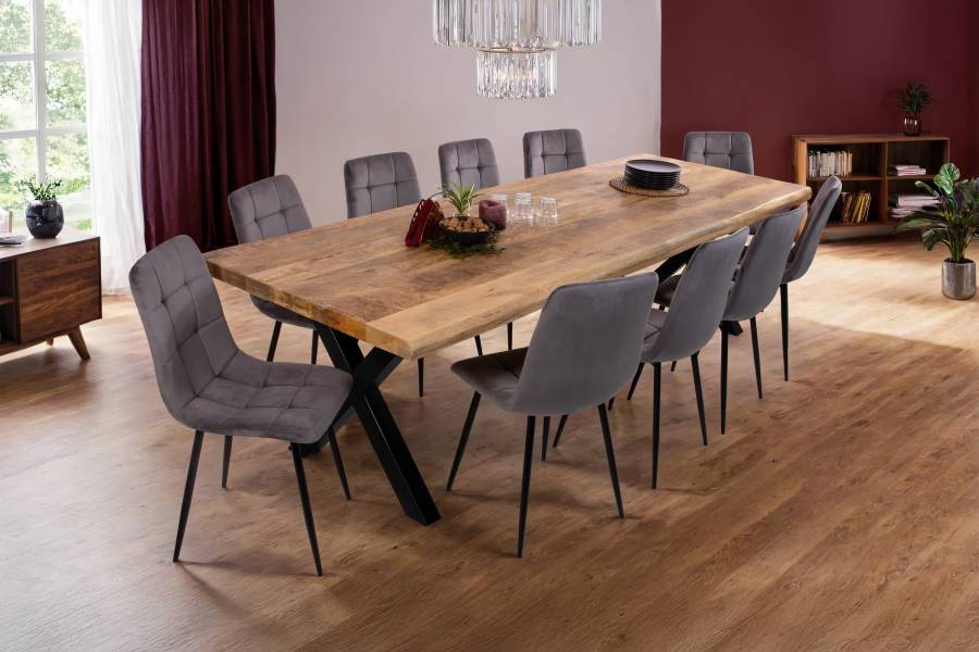 SAM_NEU-Esszimmer-Baumkante-Tische-Cali_aufgedoppelt-X_Gestell-mango-schwarz-260-BKT_Cali_mango_rough_06