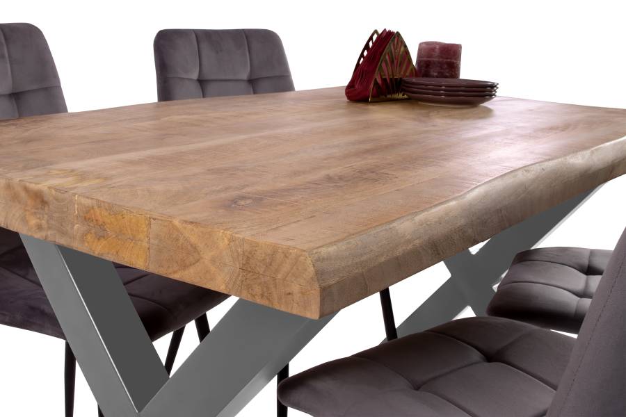 SAM_NEU-Esszimmer-Baumkante-Tische-Cali_aufgedoppelt-X_Gestell-mango-silber-160-BKT_Cali_mango_rough_04-1