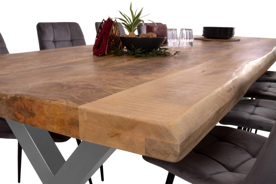 SAM_NEU-Esszimmer-Baumkante-Tische-Cali_aufgedoppelt-X_Gestell-mango-silber-260-BKT_Cali_mango_rough_04