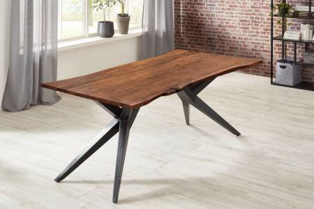 Esstisch Akazie nussbaumfarben 260 x 100 cm Airloft-Metallgestell schwarz CONNI