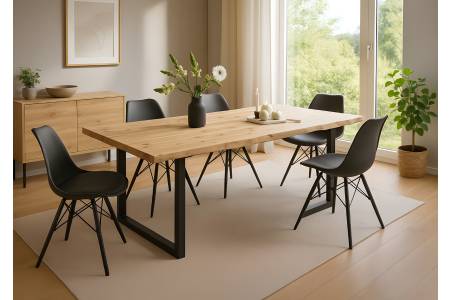 SAM_NEU-Esszimmer-Baumkante-Tische-Harley-BKT-natur_lackiert-U-Gestell-schwarz-140-BKT_Harley_u_sw_07-2