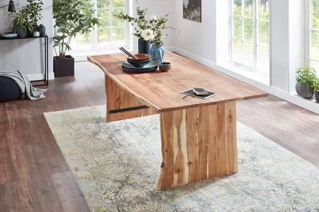Baumkantentisch Esstisch Akazie Natur 200 x 100 cm Holzgestell Henry
