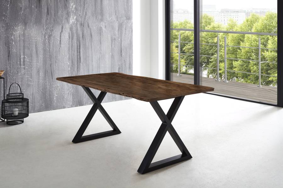 SAM_NEU-Esszimmer-Baumkante-Tische-Lubin-X-Gestell-nuss-schwarz-200-Lubin_nussbaum_schwarz_200_01-2