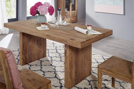 Esszimmer Esstisch Akazie Natur 200 x 100 cm Holzgestell Nora