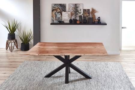 Esstisch Baumkante Akazie Natur 120 x 80 cm schwarz QUINCY