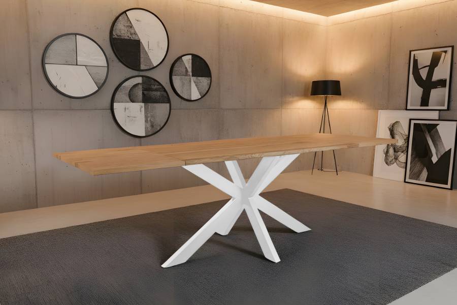 SAM_NEU-Esszimmer-Baumkante-Tische-Seattle_Serra-BKT-Serra_Erweiterbar-Spider-weiss-160-BKT_Serra_01