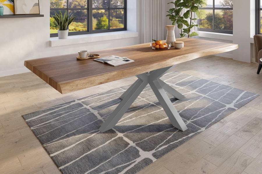 SAM_NEU-Esszimmer-Baumkante-Tische-Titan-Natur-Spider-Silber-260×110-ML_Titan_260_natur_Spider_silber_02-2