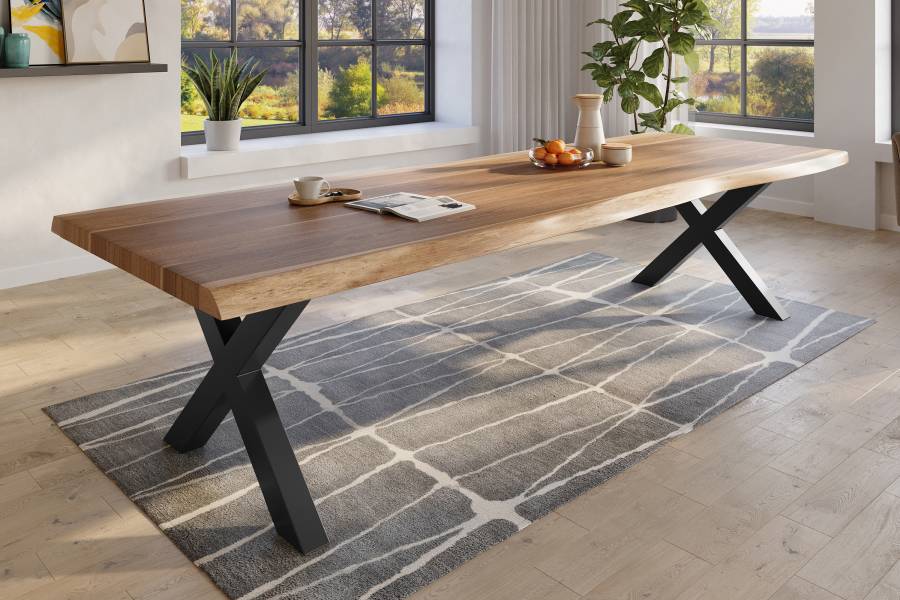 SAM_NEU-Esszimmer-Baumkante-Tische-Titan-Natur-X-Gestell-Schwarz-320×120-ML_Titan_320_natur_X_schwarz_02-2