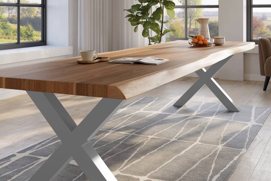 SAM_NEU-Esszimmer-Baumkante-Tische-Titan-Natur-X-Gestell-Silber-300×110-ML_Titan_300_natur_X_silber_04