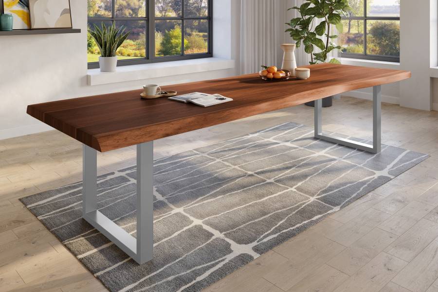 SAM_NEU-Esszimmer-Baumkante-Tische-Titan-Nuss-U-Gestell-Silber-350×120-ML_Titan_350_nuss_U_silber_02