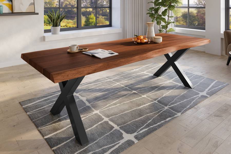 SAM_NEU-Esszimmer-Baumkante-Tische-Titan-Nuss-X-Gestell-Schwarz-280×110-ML_Titan_280_nuss_X_schwarz_02-5