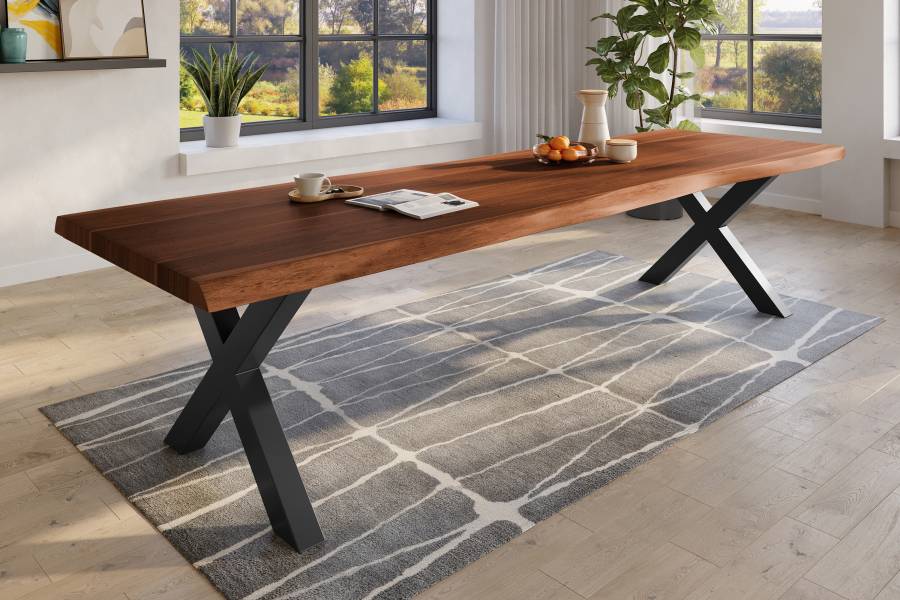 SAM_NEU-Esszimmer-Baumkante-Tische-Titan-Nuss-X-Gestell-Schwarz-300×110-ML_Titan_300_nuss_X_schwarz_02