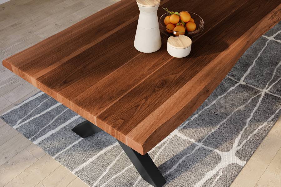 SAM_NEU-Esszimmer-Baumkante-Tische-Titan-Nuss-X-Gestell-Schwarz-350×120-ML_Titan_350_nuss_X_schwarz_03