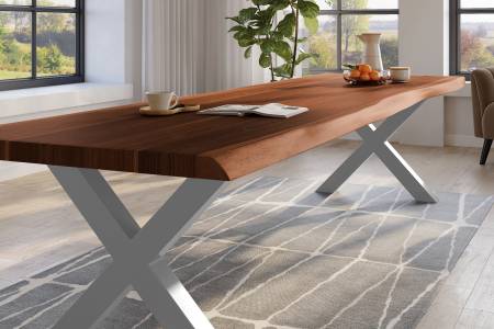 SAM_NEU-Esszimmer-Baumkante-Tische-Titan-Nuss-X-Gestell-Silber-300×110-ML_Titan_300_nuss_X_silber_04-1