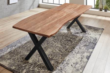 Esstisch Baumkante massiv Akazie natur 240 x 100 schwarz XANTEN