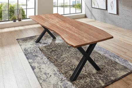 Esstisch Baumkante massiv Akazie natur 240 x 100 schwarz XAVER