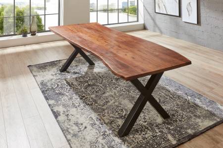 Esstisch Baumkante massiv Akazie nussbaum 220 x 100 schwarz XAVER