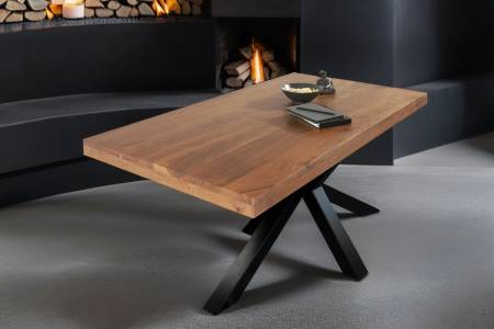 Esstisch 140x80cm Akazienholz nussbaumfarben gerade Kante Spider-Gestell schwarz RIO