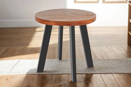 Esstisch rund Akazienholz nussbaum massiv 100 cm schwarz SOPHIA