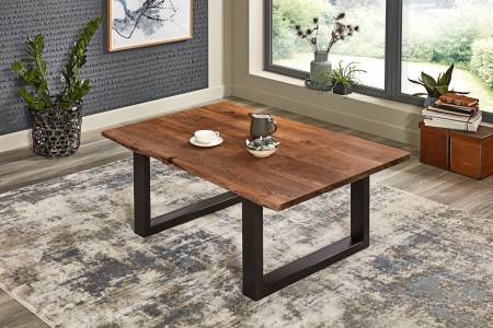 Couchtisch Baumkante massiv Akazie Nussbaum 130 x 75 schwarz BILLY