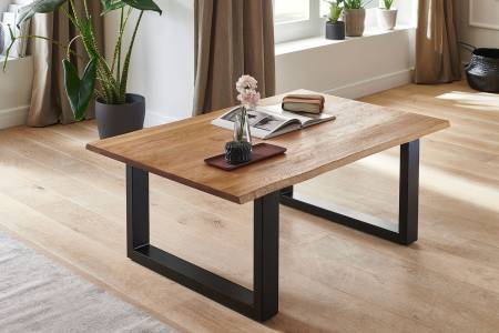 Couchtisch Baumkante 120 x 80 cm Wildeiche schwarz SERRA