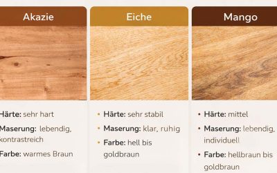 Welche Holzart für Ihren Esstisch – Akazie, Eiche, Mango?