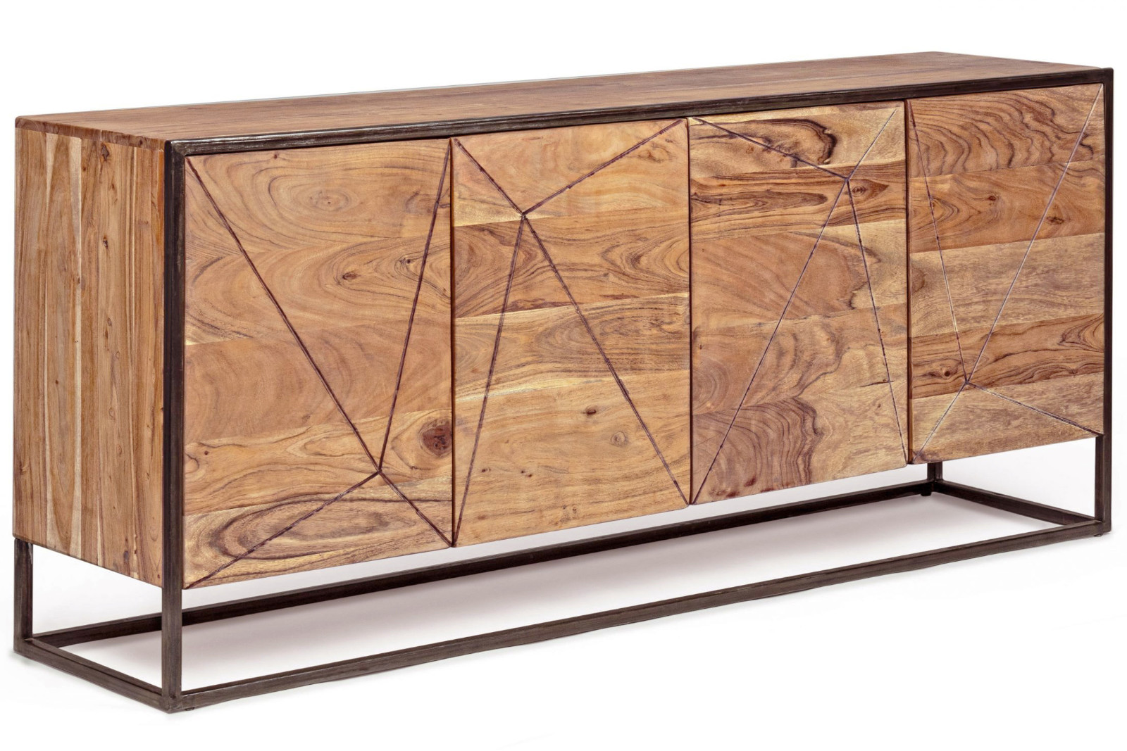 B-Ware Einzelstück Sideboard Kommode Akazienholz stonefarben massiv 175 x 85 x45 cm Kaddy