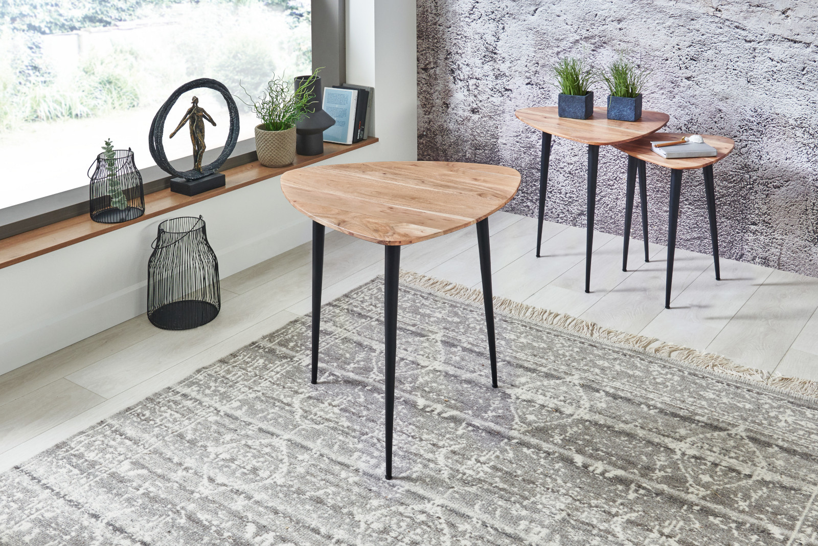 Beistelltisch 60x60 cm Akazie massiv & naturfarben Couchtisch Unikat ELSA