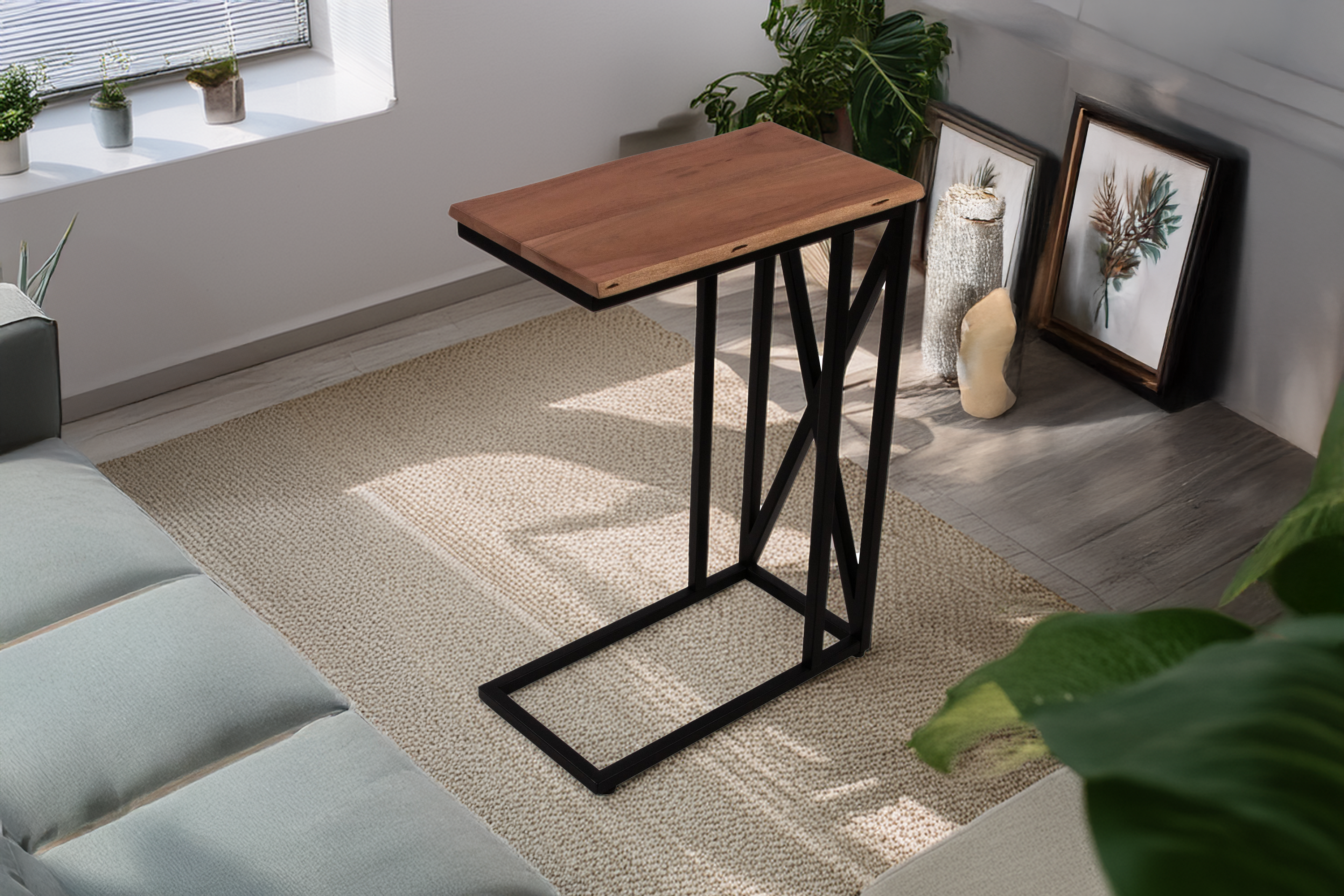 Laptoptisch Beistelltisch 47,5x27x67,5 cm Akazie natur Ablage Granada