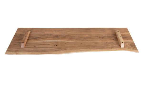 Holzplatte Akazienholz natur massiv 100x30 cm Holzbrett einseitige Baumkante ARYA