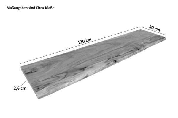 Holzplatte Akazienholz eiche massiv 120x30 cm Holzbrett einseitige Baumkante ARYA