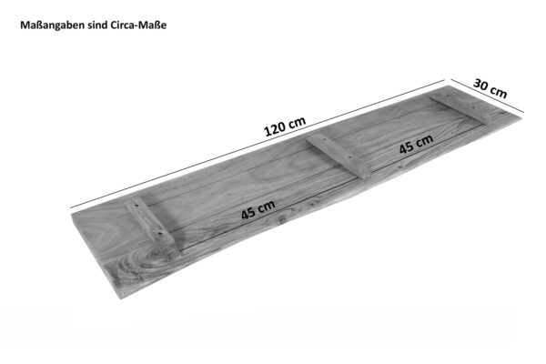 Holzplatte Akazienholz eiche massiv 120x30 cm Holzbrett einseitige Baumkante ARYA