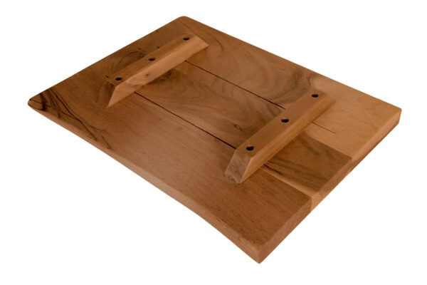 Holzplatte Akazienholz nussbaum massiv 40x30 cm Holzbrett einseitige Baumkante ARYA