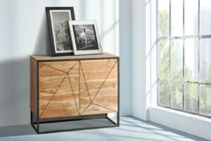 Kommode 88 x 76 x 30 cm Akazienholz massiv stone KADDY 2