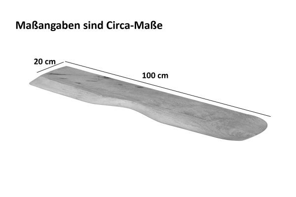 Wandregal Mangoholz massiv & rau 100x20 cm Holzregal Steckboard Baumkante LIORA