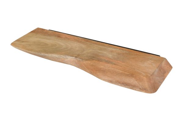 Wandregal Mangoholz massiv & rau 60x20 cm Holzregal Steckboard Baumkante LIORA