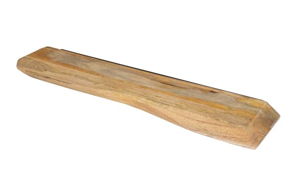 Wandregal Mangoholz massiv & rau 80x20 cm Holzregal Steckboard Baumkante LIORA