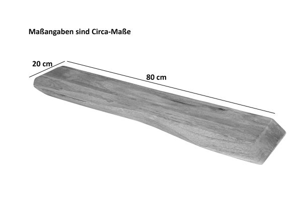 Wandregal Mangoholz massiv & rau 80x20 cm Holzregal Steckboard Baumkante LIORA