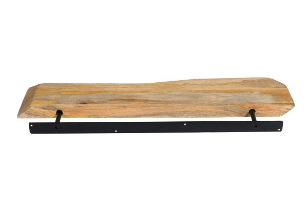 Wandregal Mangoholz massiv & rau 80x20 cm Holzregal Steckboard Baumkante LIORA